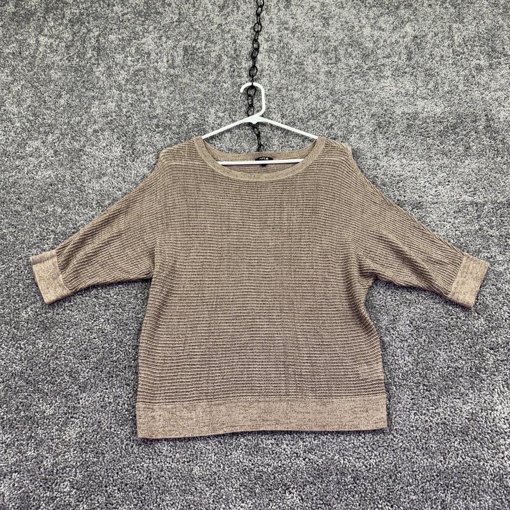 Apt. 9 Sweater Womens XL Brown Boat Neck Dolman 3/4 Sleeve Open Knit Casual